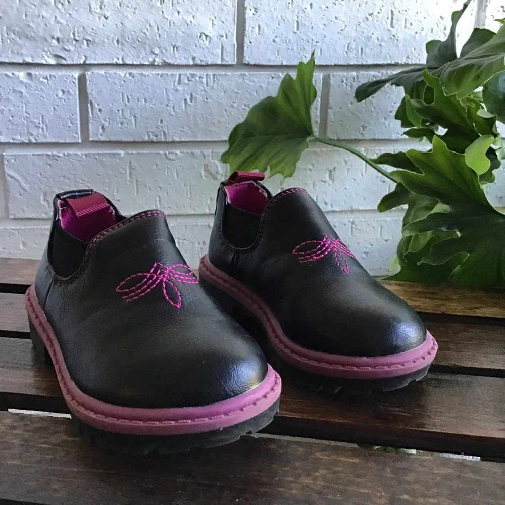 Western Chief Black Pink Toddler Rameos Low Ankle Boots Booties